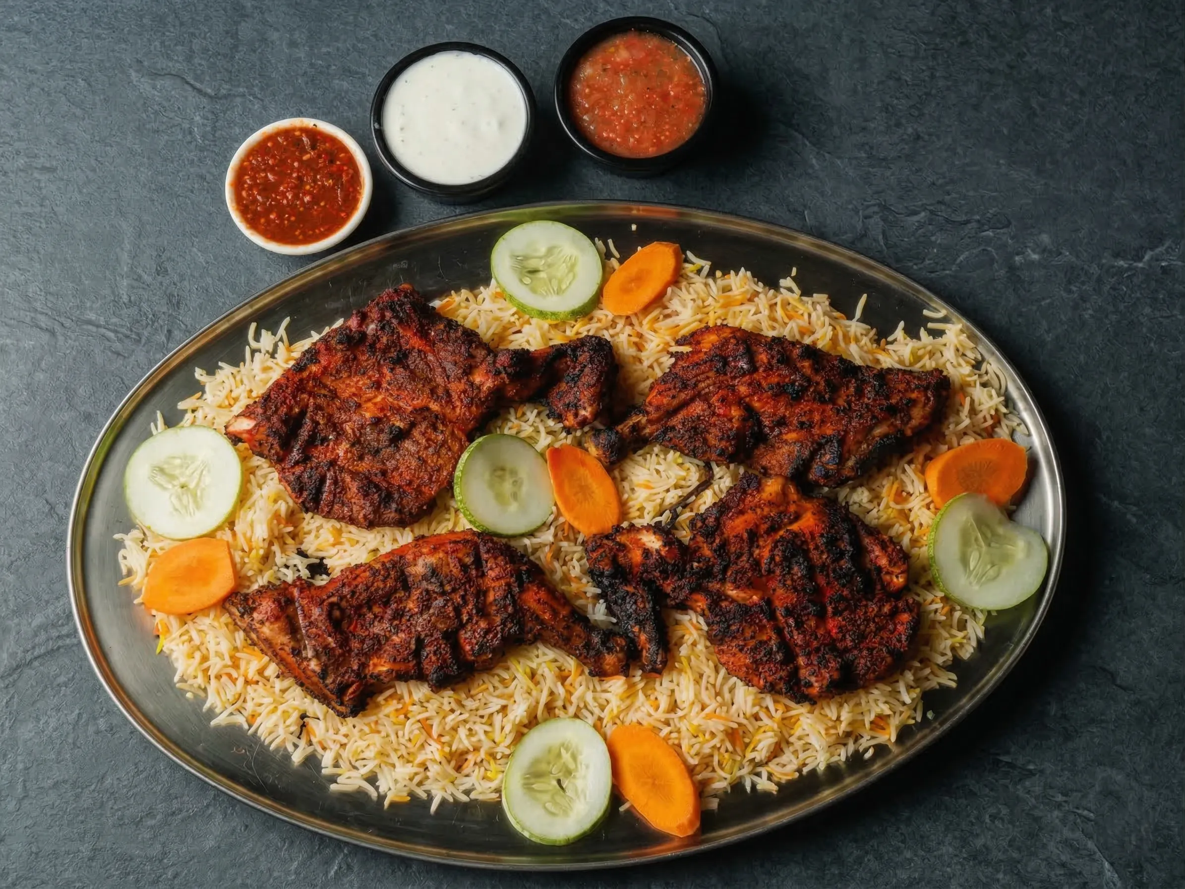 Smoky Alfaham Mandi charcoal-grilled with Arabian spices